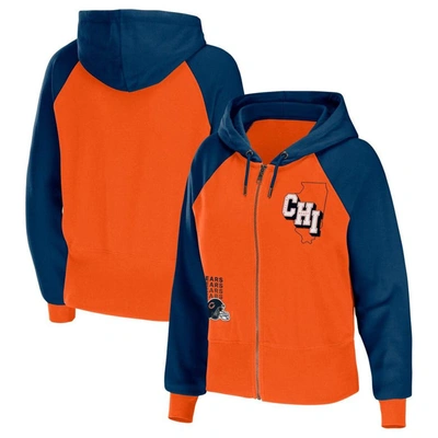 Wear By Erin Andrews Orange Chicago Bears Colorblock Full-zip Hoodie