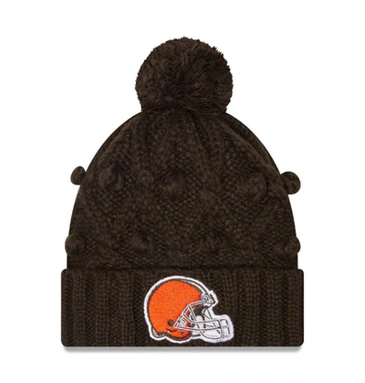 New Era Brown Cleveland Browns Toasty Cuffed Knit Hat With Pom