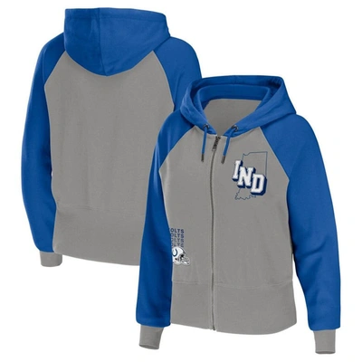 Wear By Erin Andrews Grey Indianapolis Colts Colourblock Full-zip Hoodie
