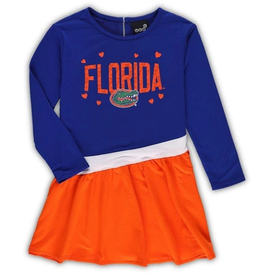 Outerstuff Kids' Toddler Royal Florida Gators Heart To Heart French Terry Dress