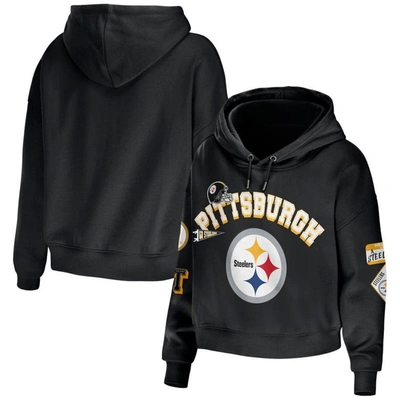 Wear By Erin Andrews Black Pittsburgh Steelers Plus Size Modest Cropped Pullover Hoodie