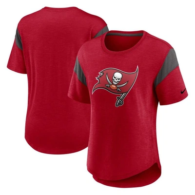 Nike Heathered Red Tampa Bay Buccaneers Primary Logo Slub Fashion Top In Heather Red