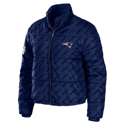 Wear By Erin Andrews Navy New England Patriots Puffer Full-zip Jacket