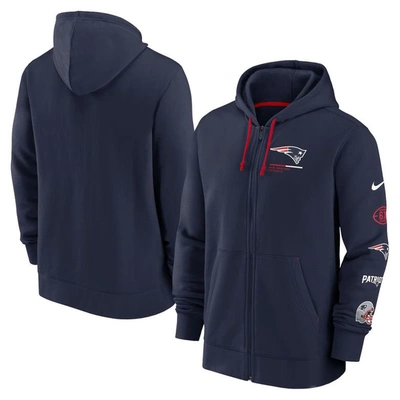Nike Navy New England Patriots Surrey Full-zip Hoodie In Blue
