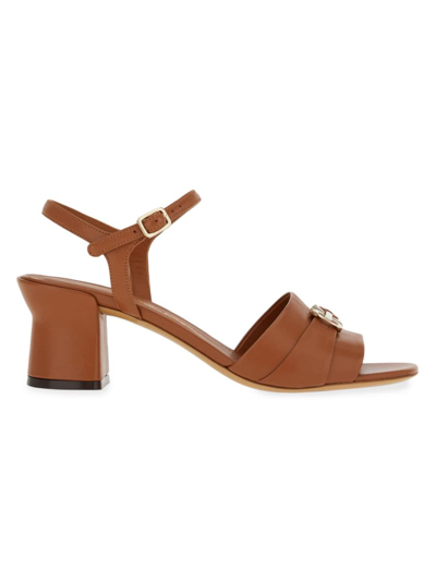 Ferragamo Ondina Gancini Womens Leather Ankle Strap Heels In Brown