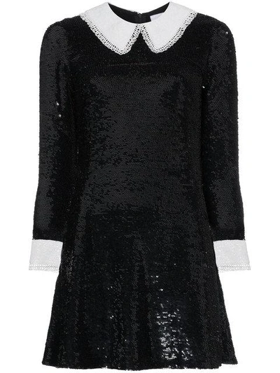 Ashish Sequinned Mini Dress With Contrasting Collar And Cuffs In Black