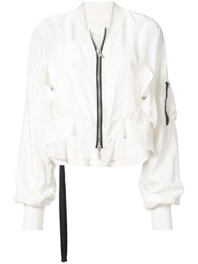 Ben Taverniti Unravel Project Unravel Silk Deconstructed Bomber Jacket In White