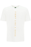 Hugo Boss Boss Fight Like A Boss T-shirt  X Ajbxng  White Cotton In Black