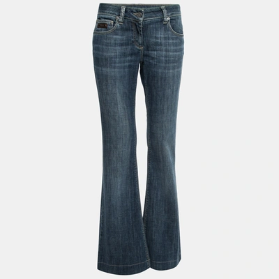 Pre-owned Burberry Blue Denim Flare Leg Windsor Jeans Waist 29"