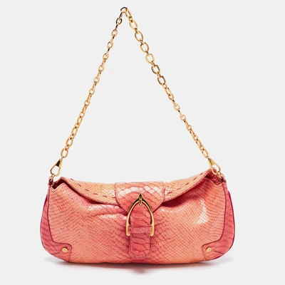 Pre-owned Escada Pink/peach Python Shoulder Bag
