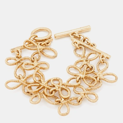 Pre-owned Oscar De La Renta Gold Tone Knot Toggle Bracelet