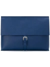 Orciani Foldover Buckle Clutch In Blue