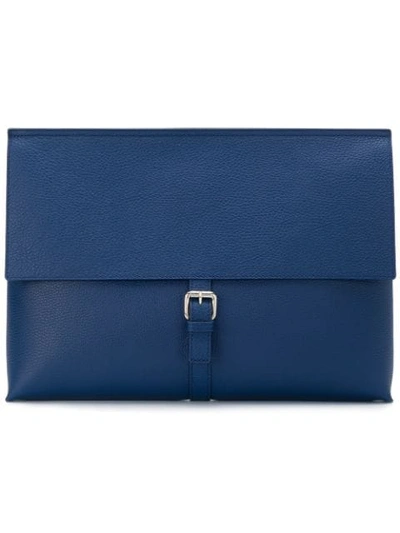 Orciani Foldover Buckle Clutch In Blue