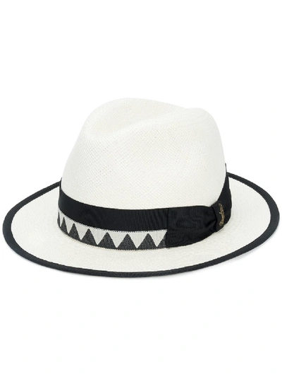 Borsalino Quito Medium Brim Straw Panama Hat In Bianco