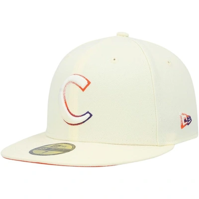 New Era White Clemson Tigers Chrome Color Dim 59fifty Fitted Hat