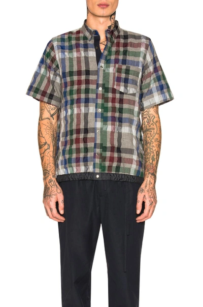 Sacai Grey Sucker Check Shirt In Gray,checkered & Plaid