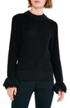 Nic + Zoe Sundown Fringe Cuff Sweater In Black