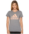 Adidas Originals Badge Of Sport Logo Tee In Dark Grey Heather/chalk Coral