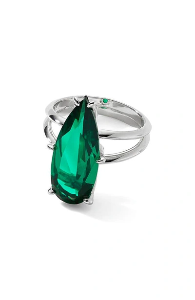 Nadri Shine On Teardrop Ring In Green/silver
