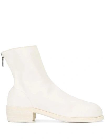 Guidi Zipped Ankle Boots In Co00t White
