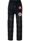 Mr & Mrs Italy Patched Tartan Joggers In Blue