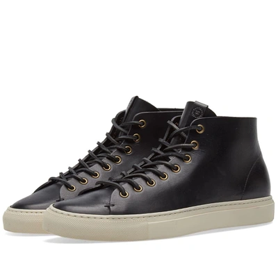 Buttero Tanino Mid Leather Sneaker In Black