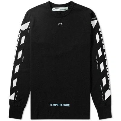 Off-white Long Sleeve Diagonal Temperature Tee In Black