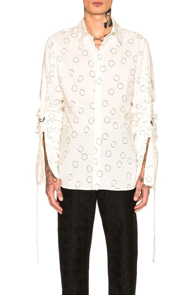 Ann Demeulemeester Long Sleeve Shirt In Geometric Print,white