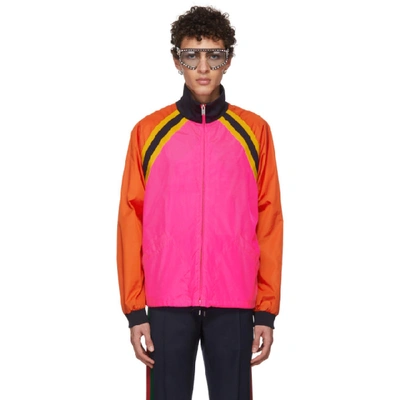 Gucci Logo Striped Sports Jacket In Pink