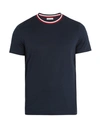 Moncler Relaxed T-shirt With Tricolor Neck, Navy In Grey