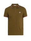 Moncler Maglia Logo-appliqué Cotton-piqué Polo Shirt In Green