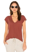 James Perse High Gauge Deep V Tee In Red