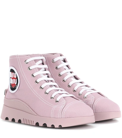 Miu Miu High-top Canvas Sneakers In Pink