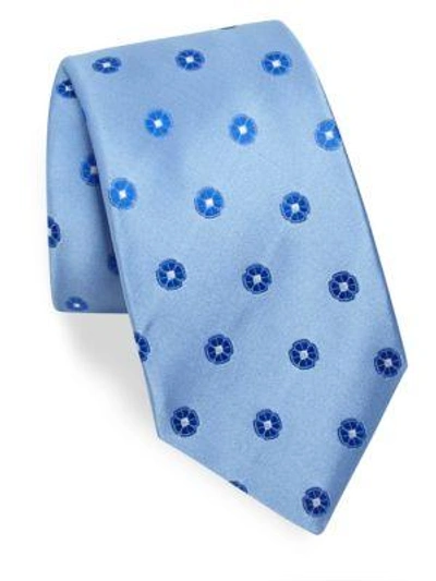 Kiton Floral Silk Tie In Blue