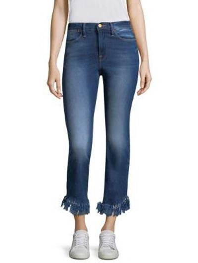 Frame Le High Straight Shredded Hem Jeans In Lambeth