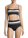 L*space Rebel Striped Bikini Top In Black