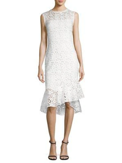 Shoshanna Floral Lace Midi Dress In Off White