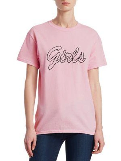 Double Trouble Large Letter Girls T-shirt In Powder Pink