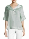 Lafayette 148 Classic Elbow-length Sleeve Top In Herbal Mist