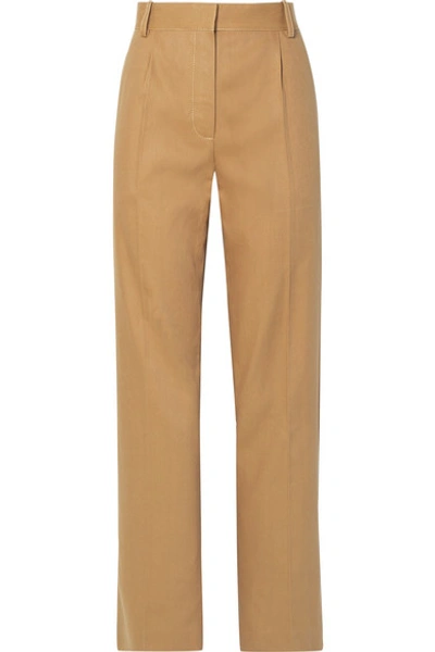 The Row Thea Linen And Cotton-blend Pants In Ochre