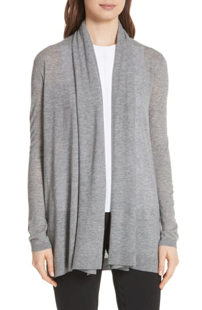 Theory Open-front Featherweight Cashmere Cardigan In Grey