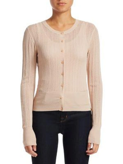 Theory Lace Prosecco Knit Cardigan In Pale Blush