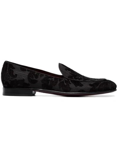 Dolce & Gabbana Slippers In Damask Brocade In Black