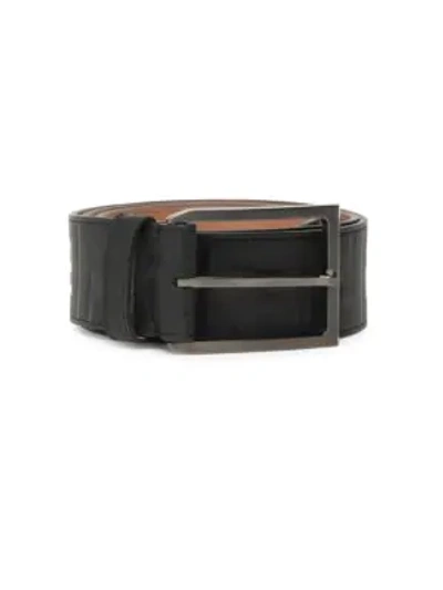 Fendi Men's Logo-embossed Leather Belt In Black