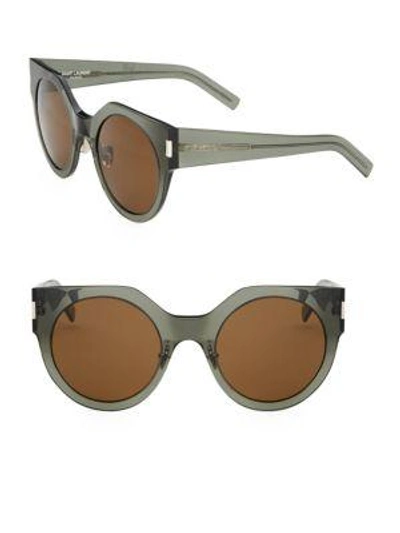 Saint Laurent Slim 52mm Round Sunglasses In Green