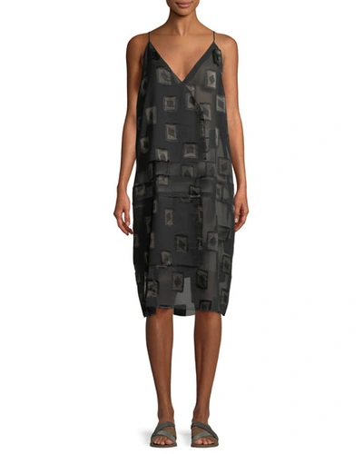 Urban Zen V-neck Block-print Devore Shift Dress