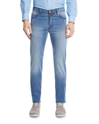 Kiton Light-wash Denim Straight-leg Jeans In Blue