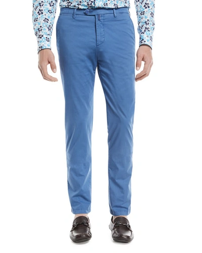 Kiton Washed Twill Straight-leg Pants In Blue