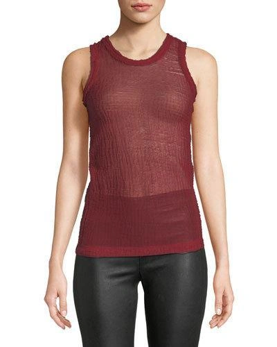 Helmut Lang Sheer Jacquard Knit Shell Top In Bright Red