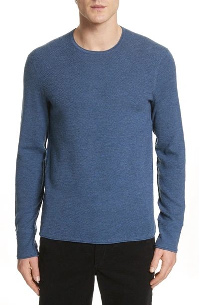 Rag & Bone Men's Gregory Waffle-knit Merino Wool Sweater In Heather Blue